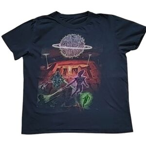 Rings of Saturn Band T-Shirt Black Y2K Tech Death Metal Graphic Tee Large